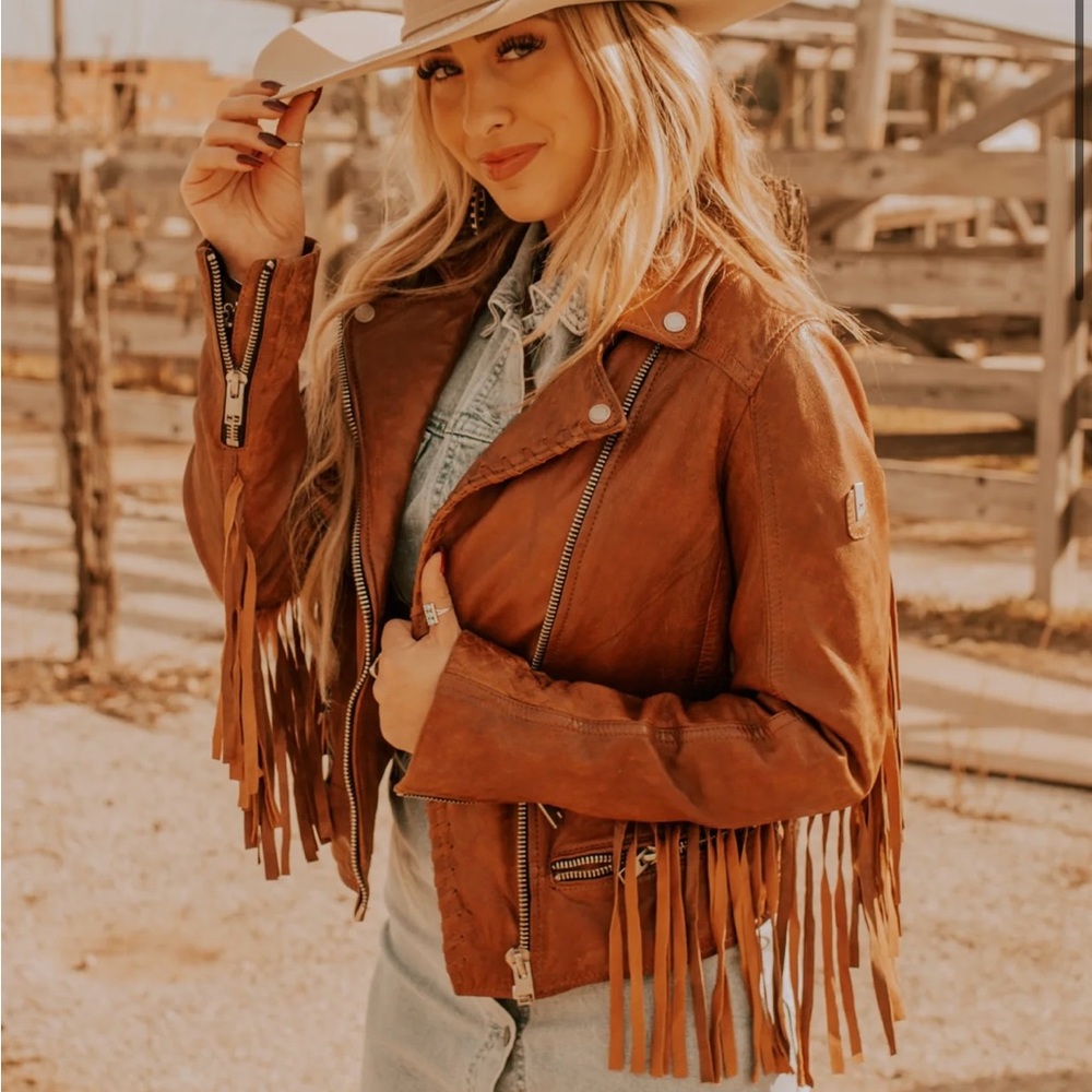 Fringed Brown Leather Jacket